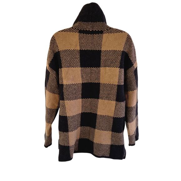 Tahari Camel Black Buffalo Check Wool Blend Turtleneck Tunic L - Picture 8 of 10
